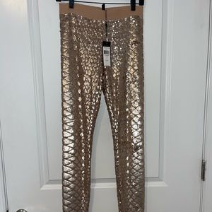 BCBGMAXAZRIA "Dena" Snake Print Sequin Legging Pants